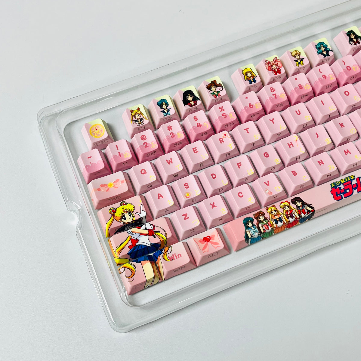 Original Sailor Moon anime keycaps set with Side lit, PBT and Cherry MOA profile for MX-cross stems keycboard