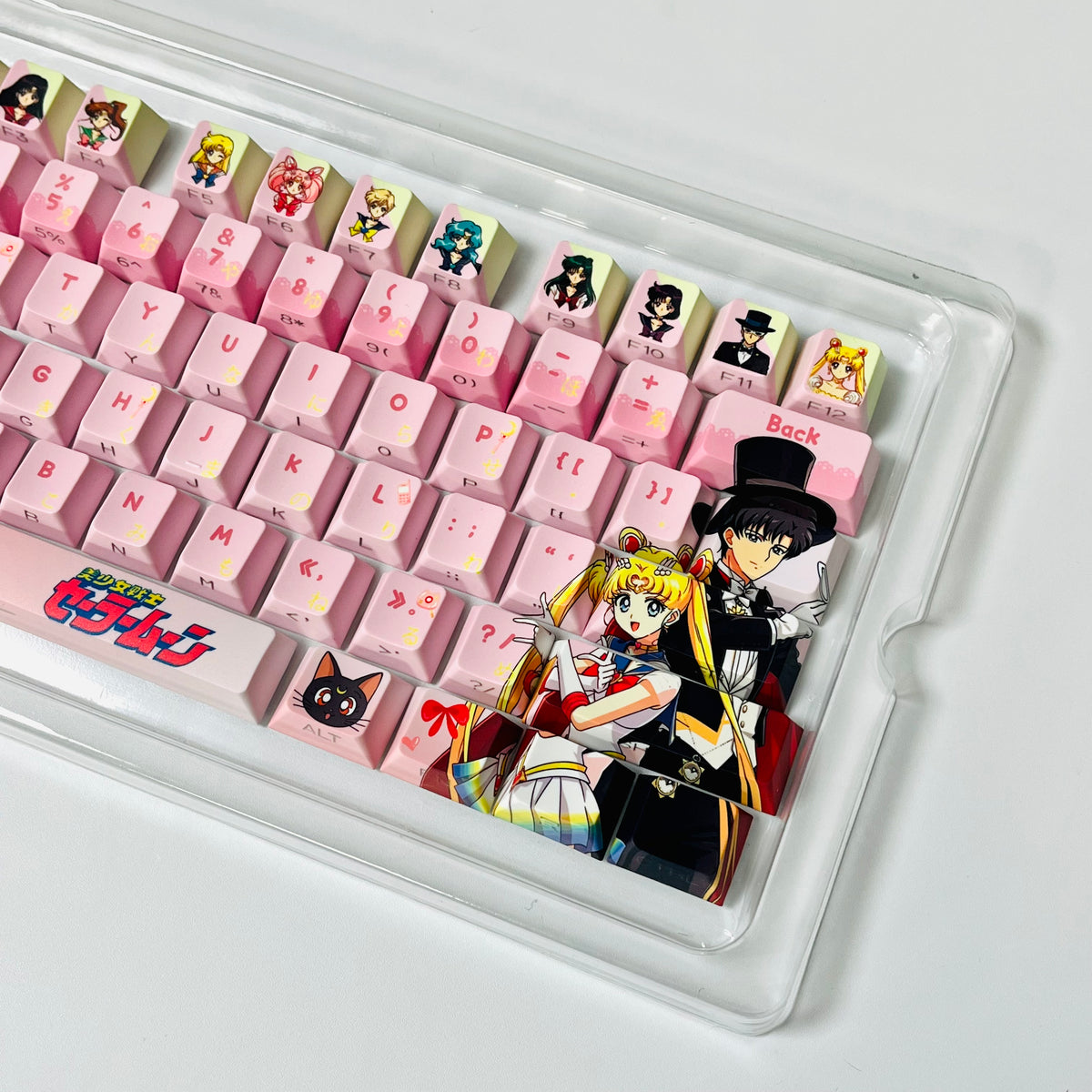 Original Sailor Moon anime keycaps set with Side lit, PBT and Cherry MOA profile for MX-cross stems keycboard