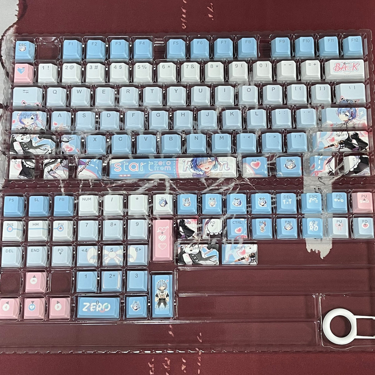 Re:ZERO Rem anime PBT keycap set with top backlit