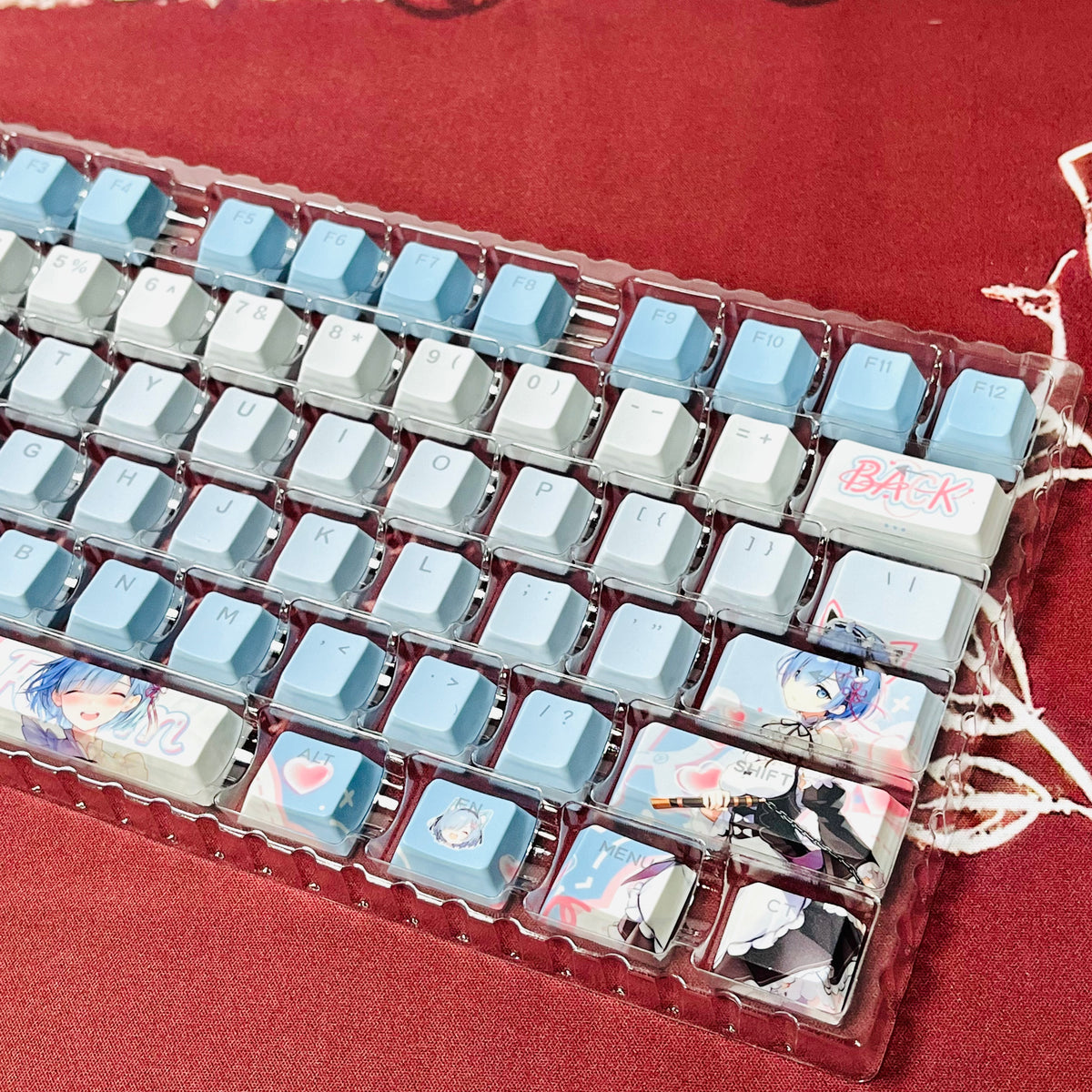 Re:ZERO Rem anime PBT keycap set with top backlit