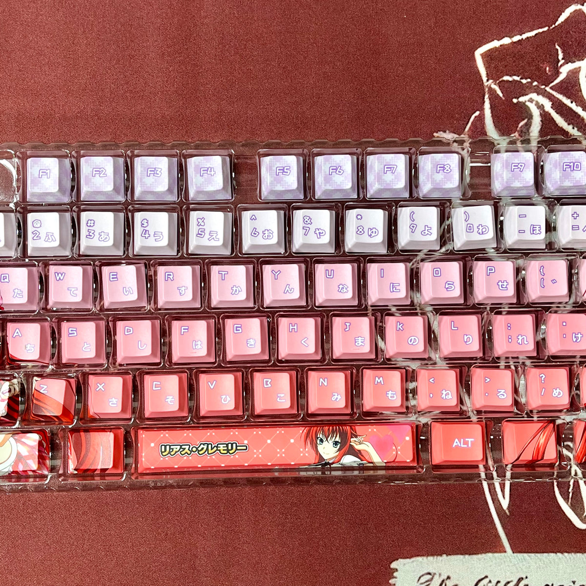 High School D×D Rias Gremory PBT anime keycaps set with cherry profile, dye-sublimated, MX cross stems keyboard