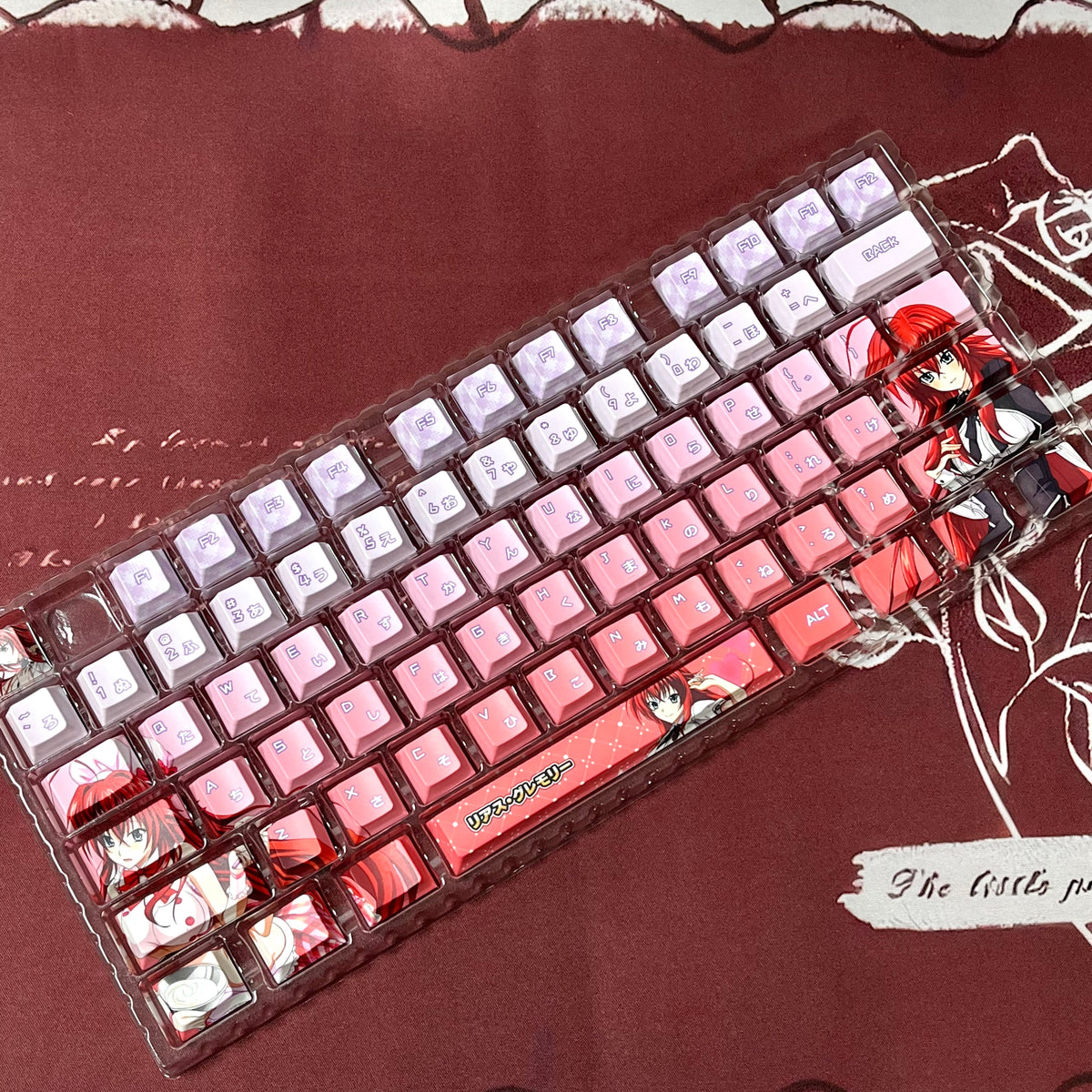 High School D×D Rias Gremory PBT anime keycaps set with cherry profile, dye-sublimated, MX cross stems keyboard