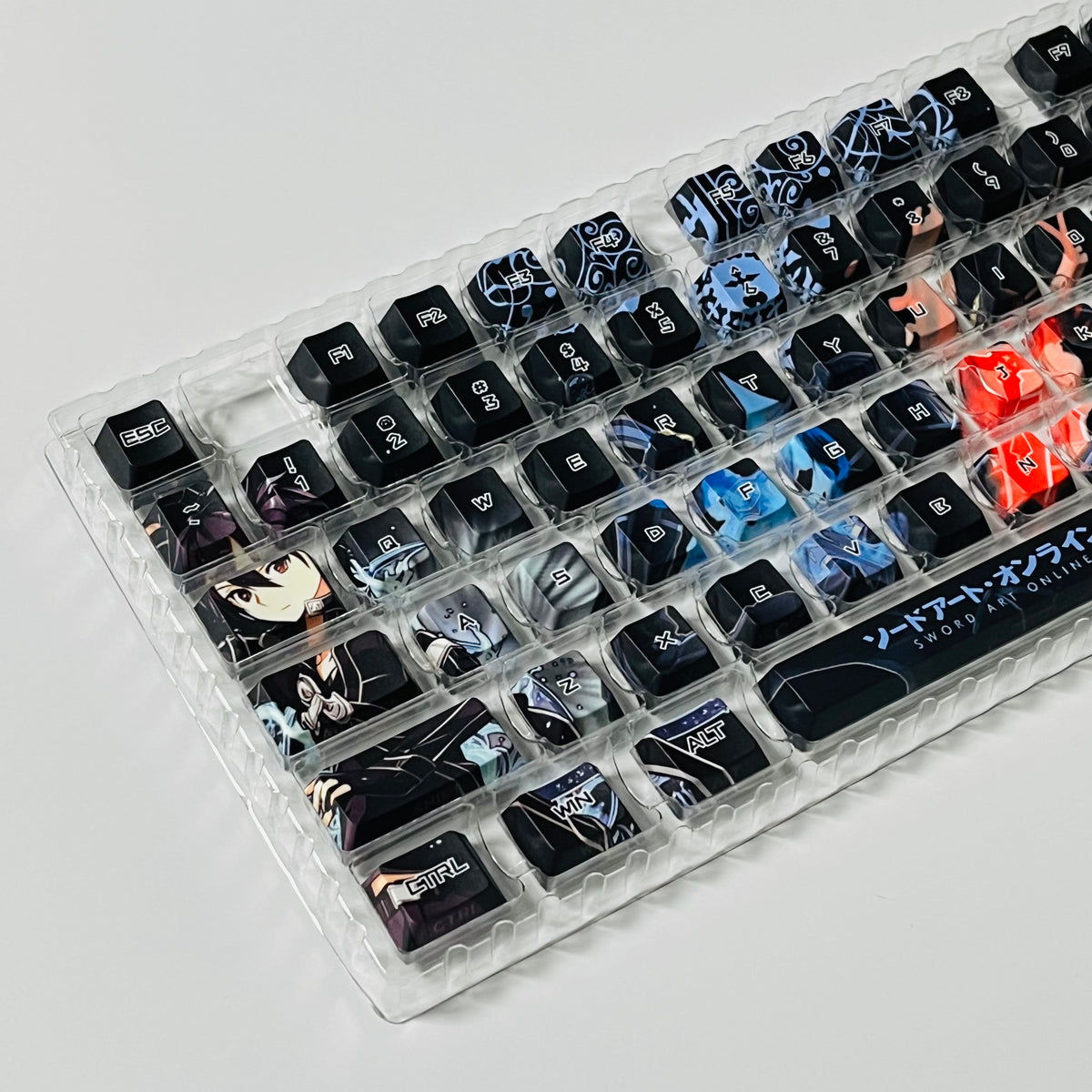 Sword Art Online / SAO Kirito & Asuna PBT anime keycaps set with cherry profile, Side backlit for RGB light, dye-sublimated, MX cross stems keyboard