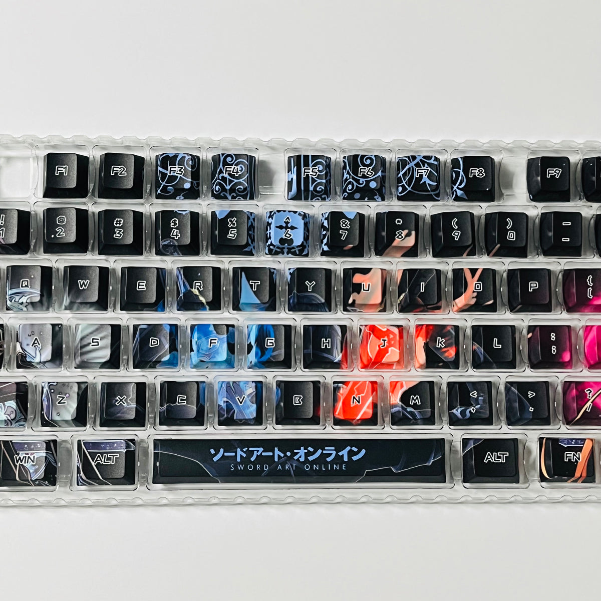 Sword Art Online / SAO Kirito & Asuna PBT anime keycaps set with cherry profile, Side backlit for RGB light, dye-sublimated, MX cross stems keyboard