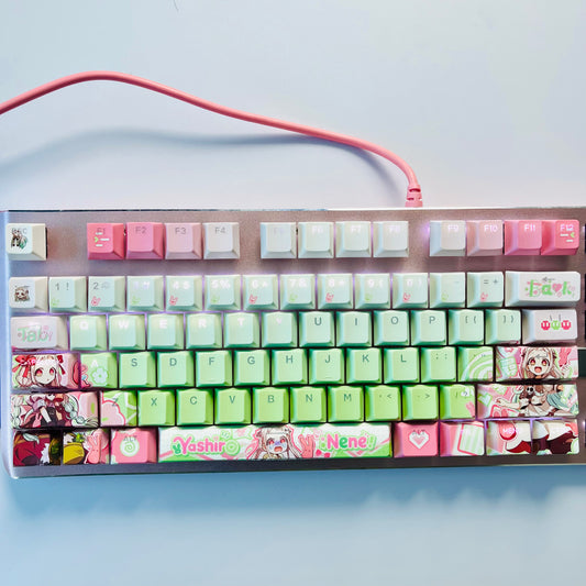 Nene Yashiro PBT anime keycaps set with TOP light, cherry profile, dye-sublimated