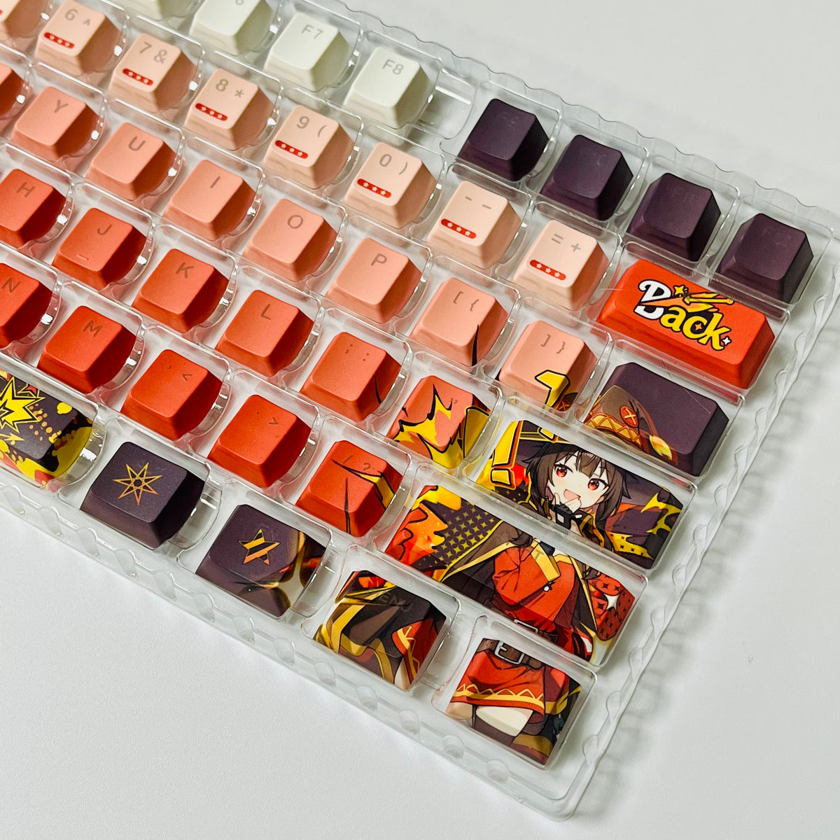 KonoSuba: Megumin PBT anime keycaps set with TOP light, cherry profile, dye-sublimated