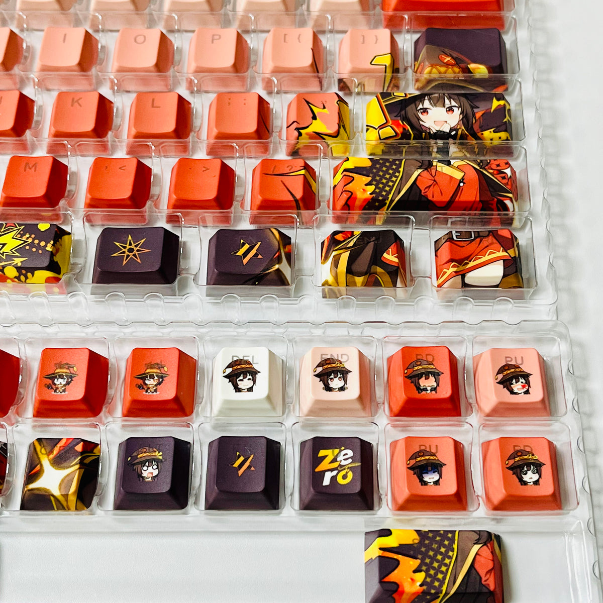 KonoSuba: Megumin PBT anime keycaps set with TOP light, cherry profile, dye-sublimated