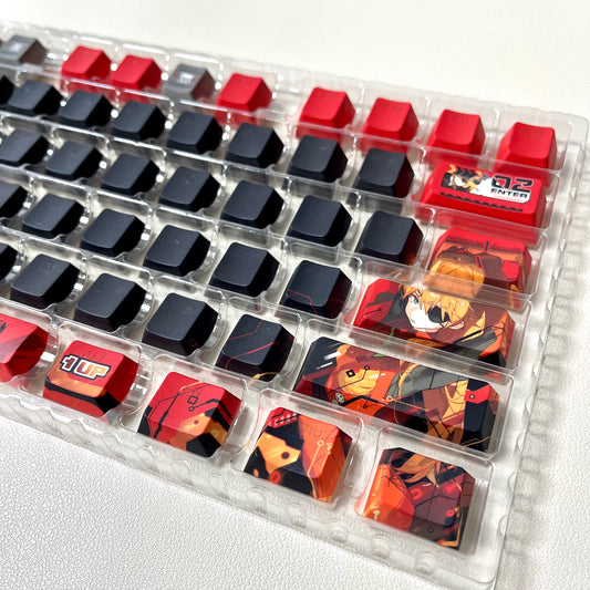 Asuka Langley Soryu PBT anime keycaps set with TOP light, cherry profile, dye-sublimated