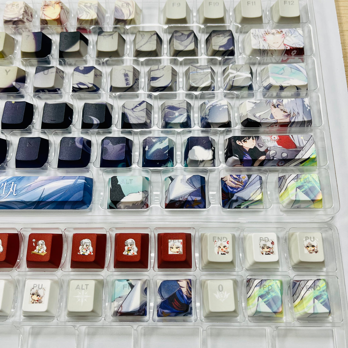 122 keys Sesshomaru PBT anime keycaps set with TOP light, cherry profile, dye-sublimated