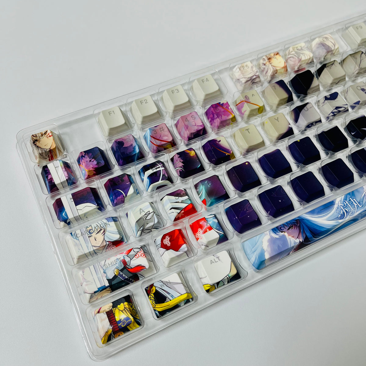 122 keys Sesshomaru PBT anime keycaps set with TOP light, cherry profile, dye-sublimated