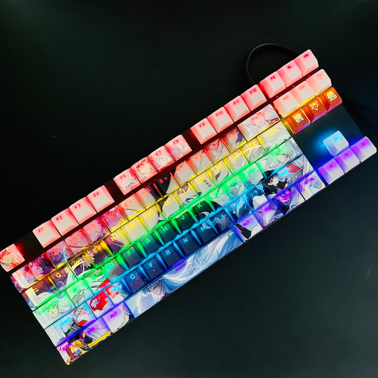 122 keys Sesshomaru PBT anime keycaps set with TOP light, cherry profile, dye-sublimated