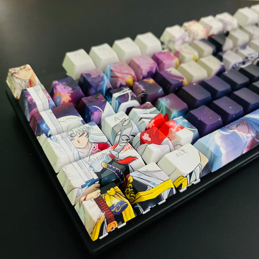 122 keys Sesshomaru PBT anime keycaps set with TOP light, cherry profile, dye-sublimated
