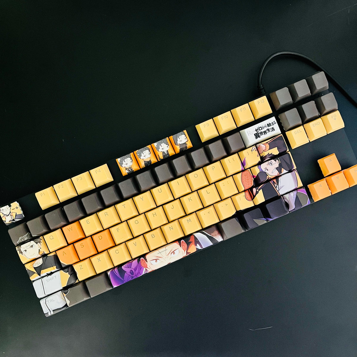 Re:ZERO Natsuki Subaru anime PBT keycap set with top backlit for ANSI layout