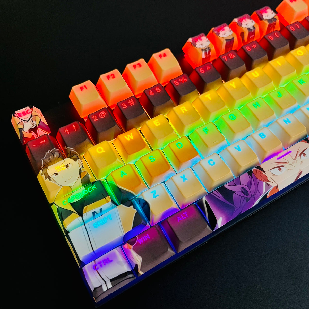 Re:ZERO Natsuki Subaru anime PBT keycap set with top backlit for ANSI layout