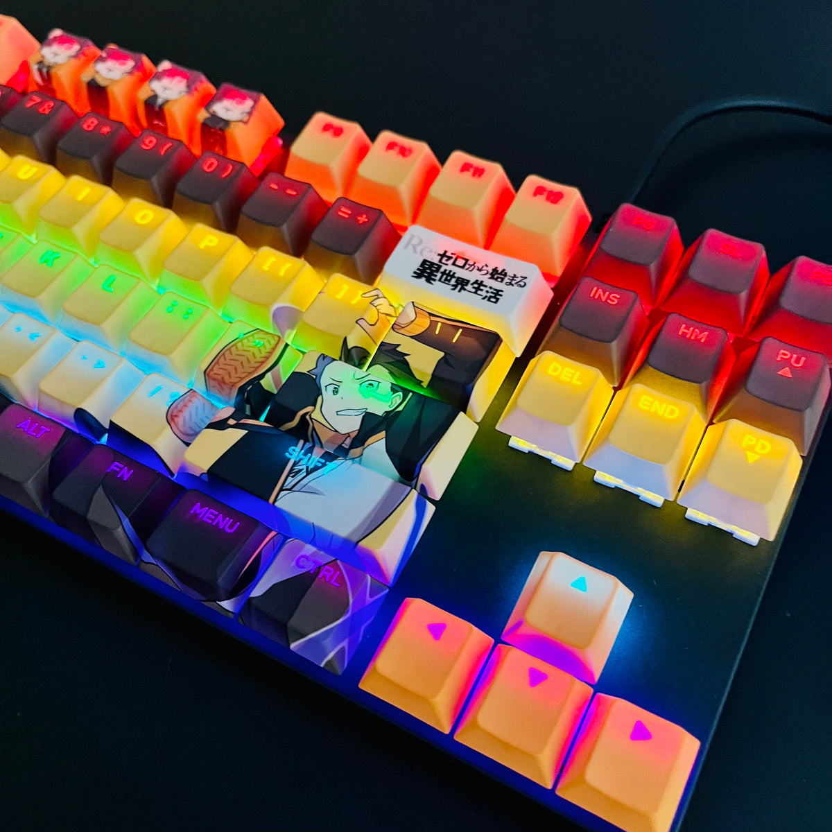 Re:ZERO Natsuki Subaru anime PBT keycap set with top backlit for ANSI layout