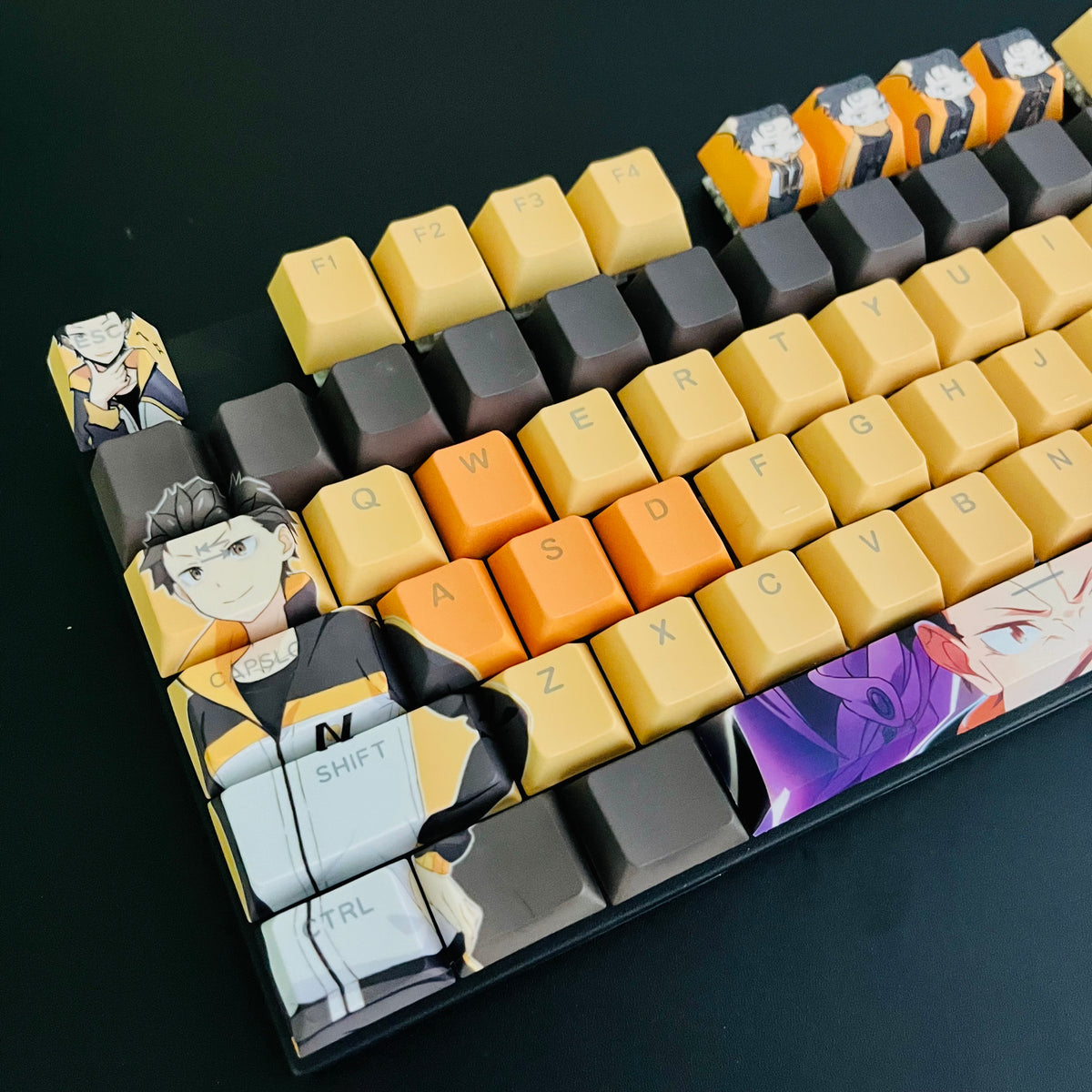 Re:ZERO Natsuki Subaru anime PBT keycap set with top backlit for ANSI layout