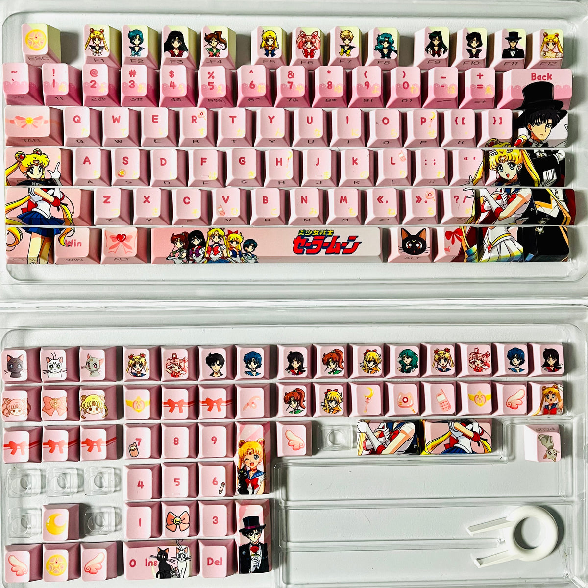 Original Sailor Moon anime keycaps set with Side lit, PBT and Cherry MOA profile for MX-cross stems keycboard