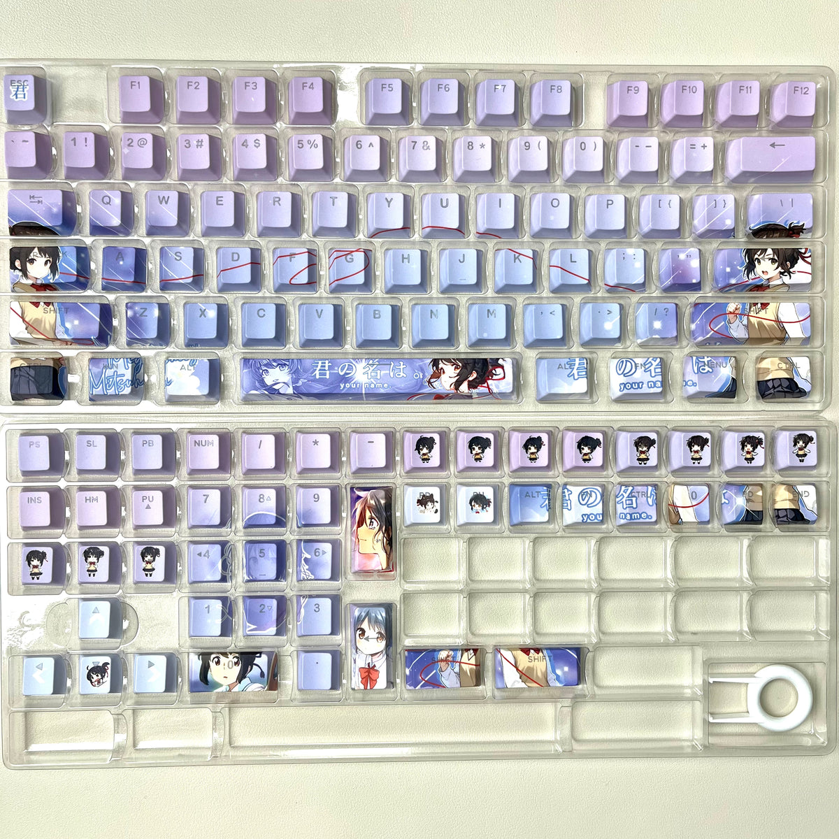 122 keys Your Name Mitsuha PBT anime keycaps set with TOP light, cherry profile