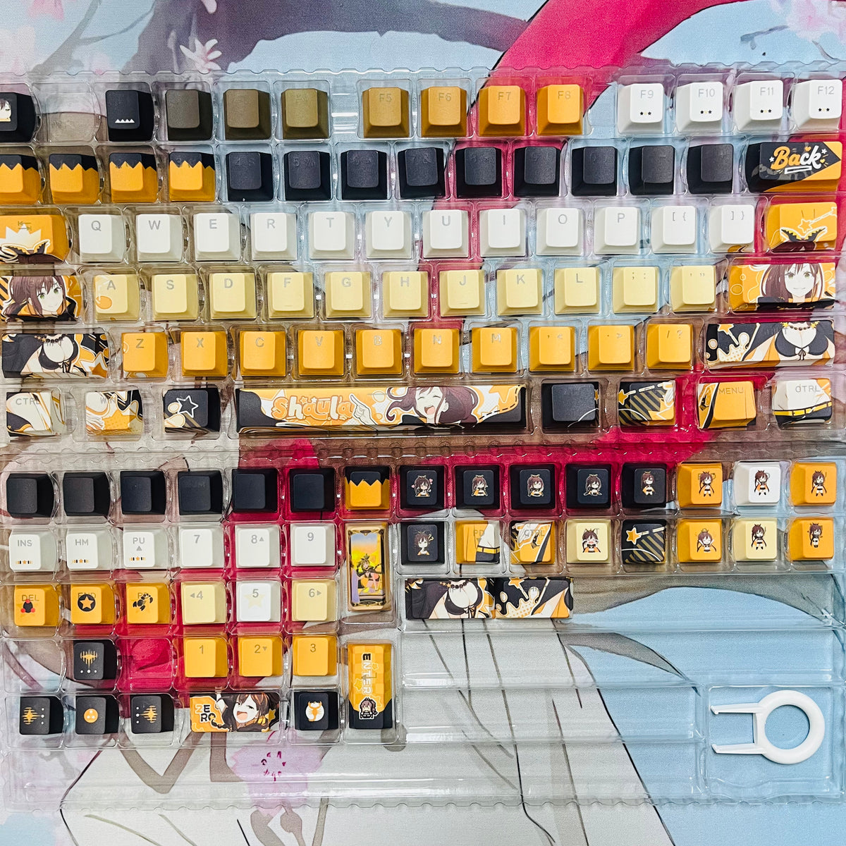 Shaula anime PBT keycap set with top backlit for ANSI layout