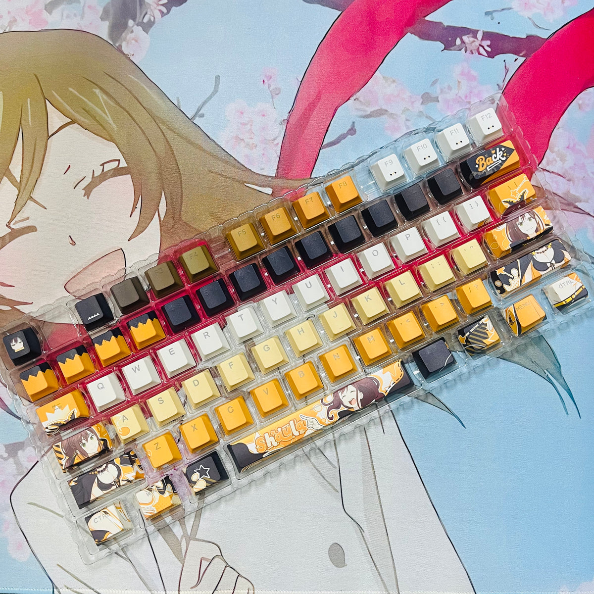 Shaula anime PBT keycap set with top backlit for ANSI layout