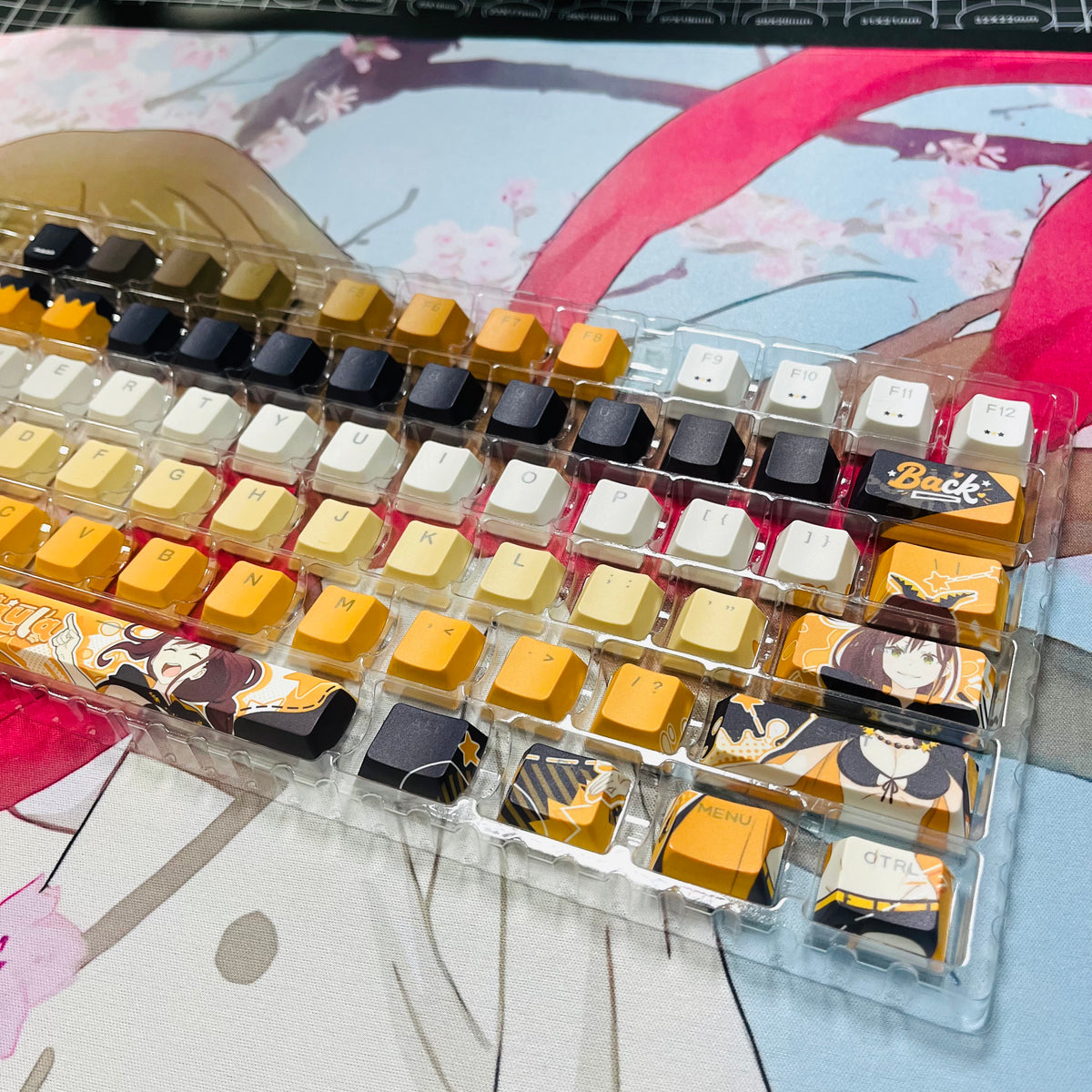 Shaula anime PBT keycap set with top backlit for ANSI layout