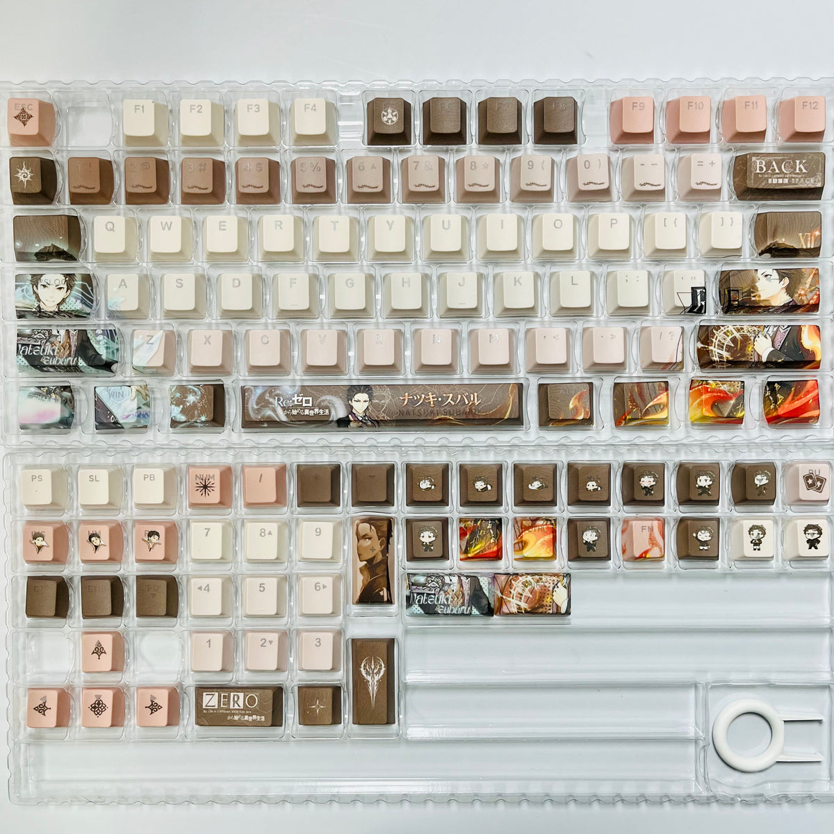 Subaru anime PBT keycap set with top backlit for ANSI layout