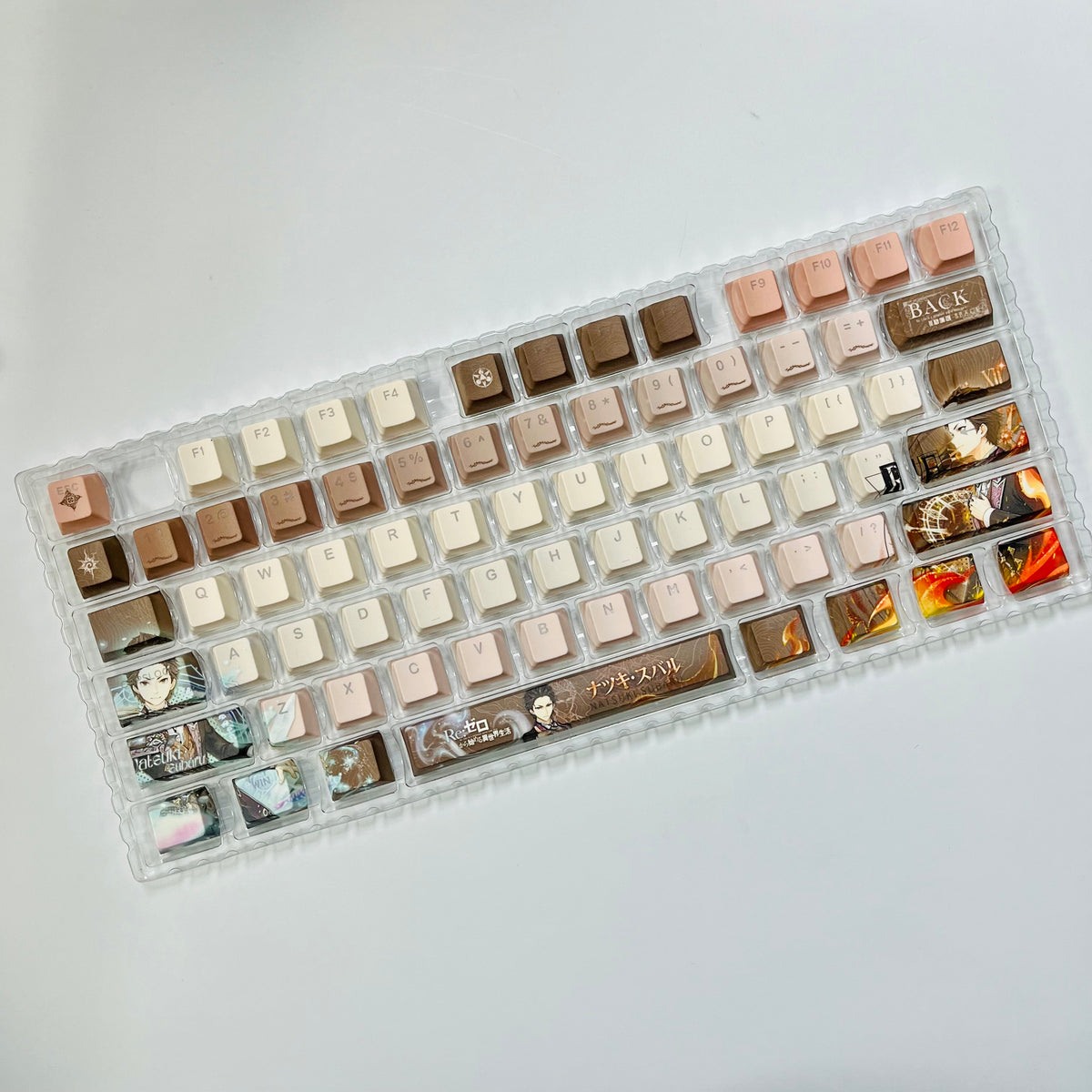 Subaru anime PBT keycap set with top backlit for ANSI layout