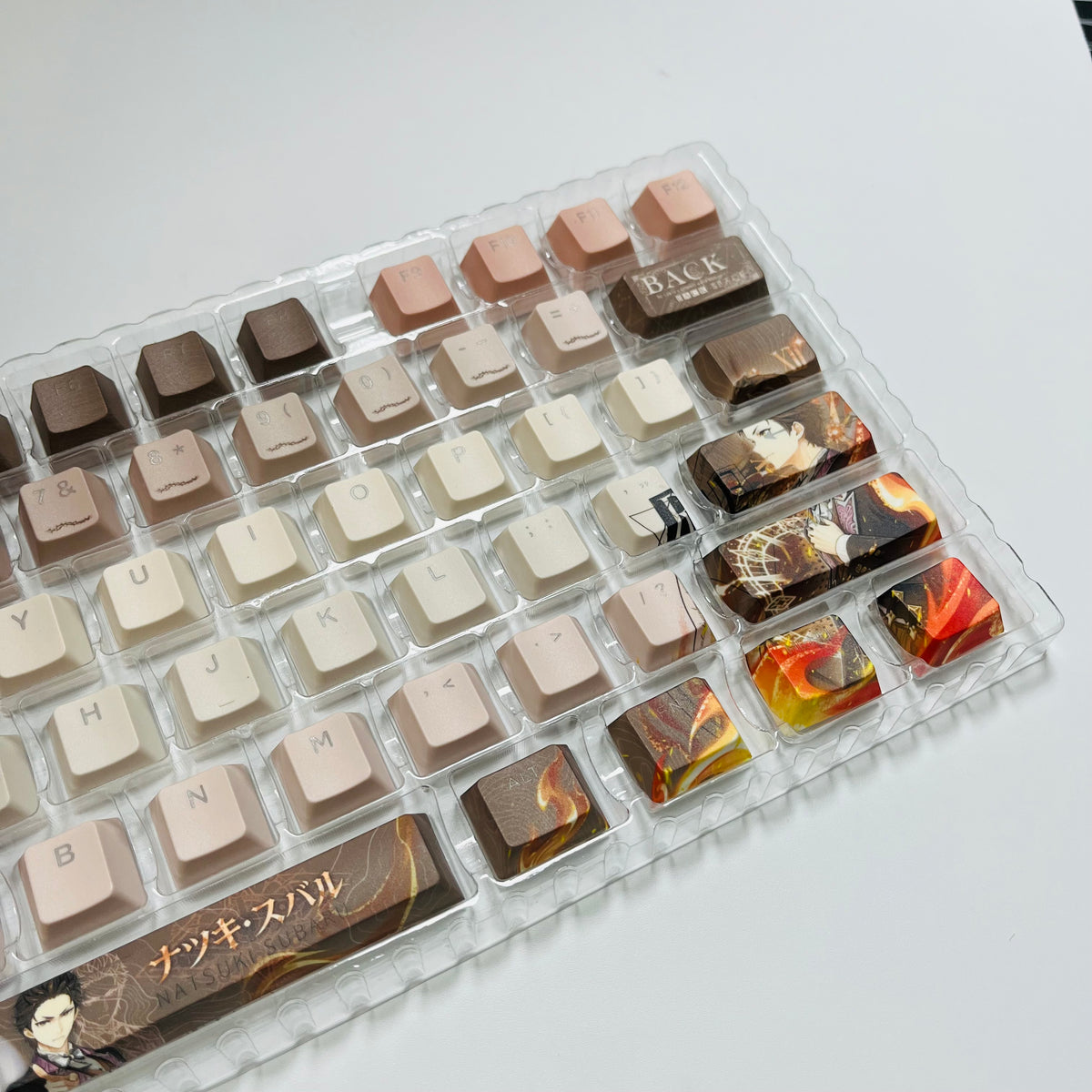 Subaru anime PBT keycap set with top backlit for ANSI layout