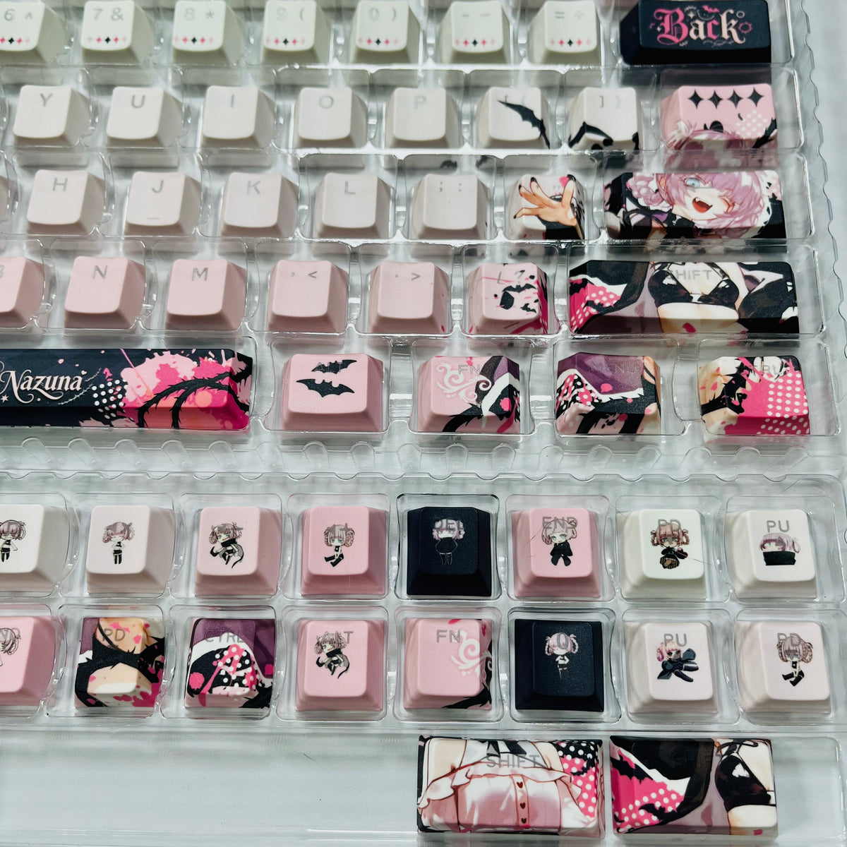 Nazuna anime PBT keycap set with top backlit for ANSI layout