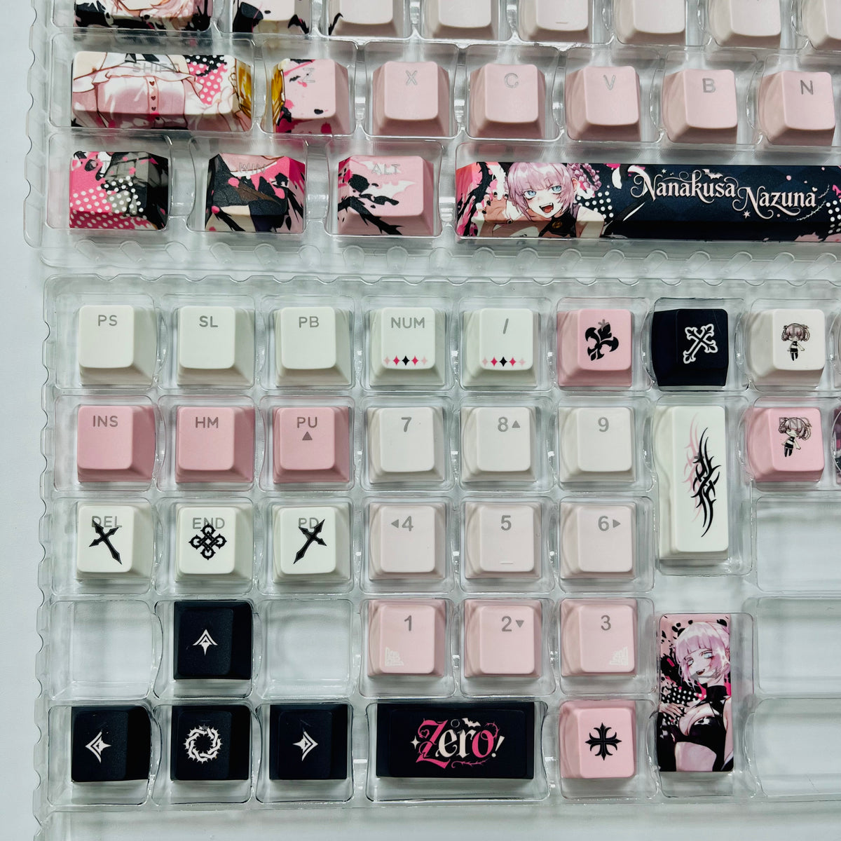 Nazuna anime PBT keycap set with top backlit for ANSI layout