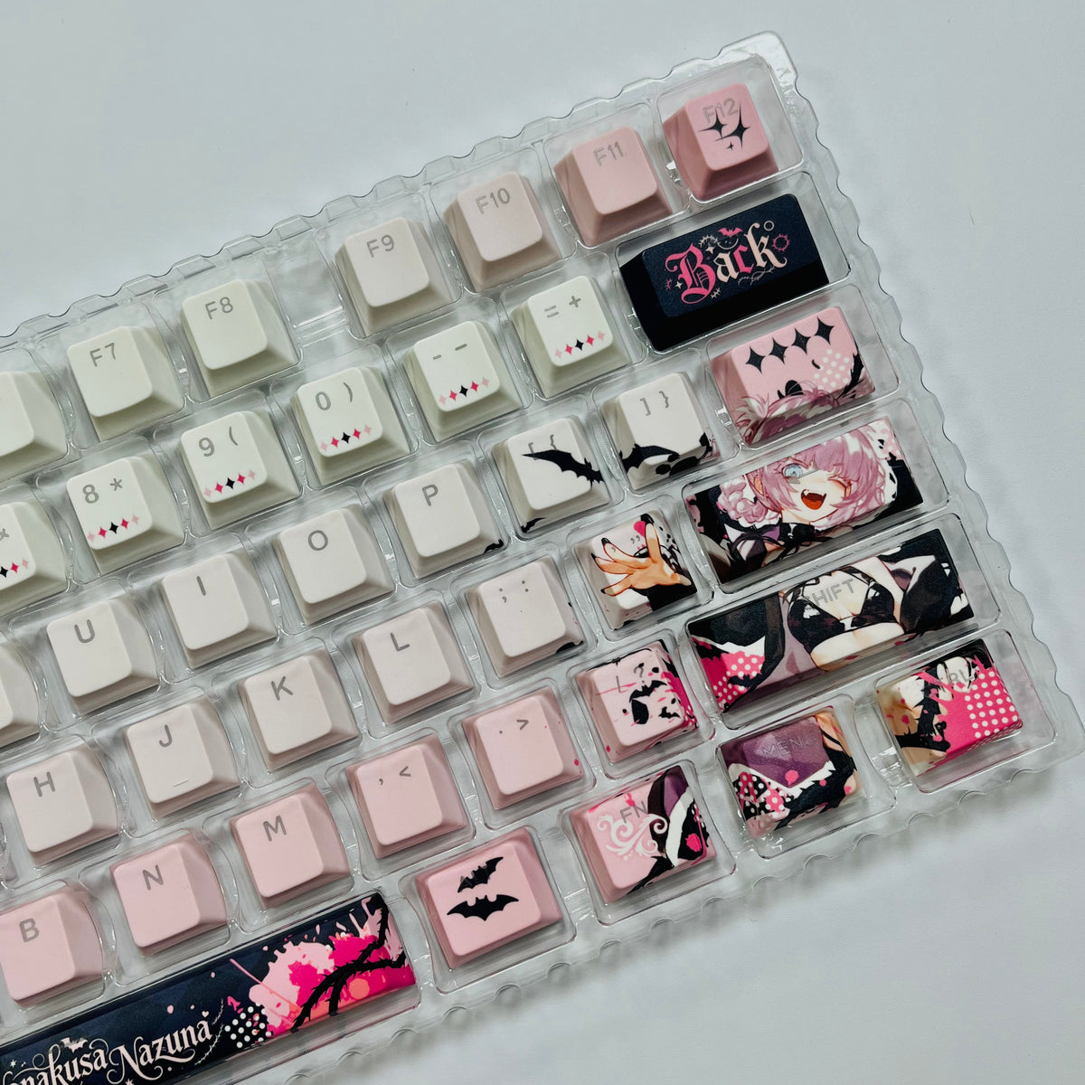 Nazuna anime PBT keycap set with top backlit for ANSI layout