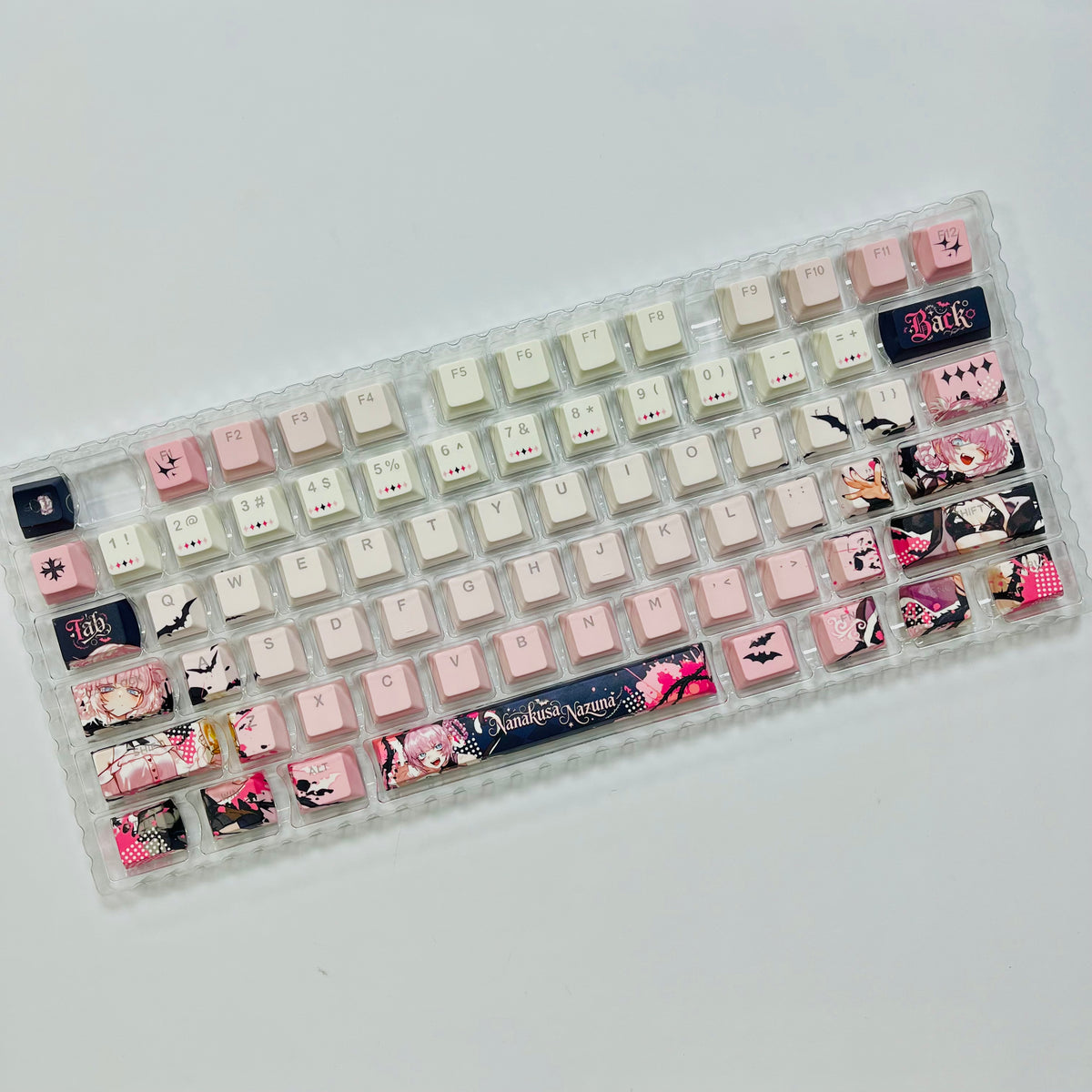 Nazuna anime PBT keycap set with top backlit for ANSI layout