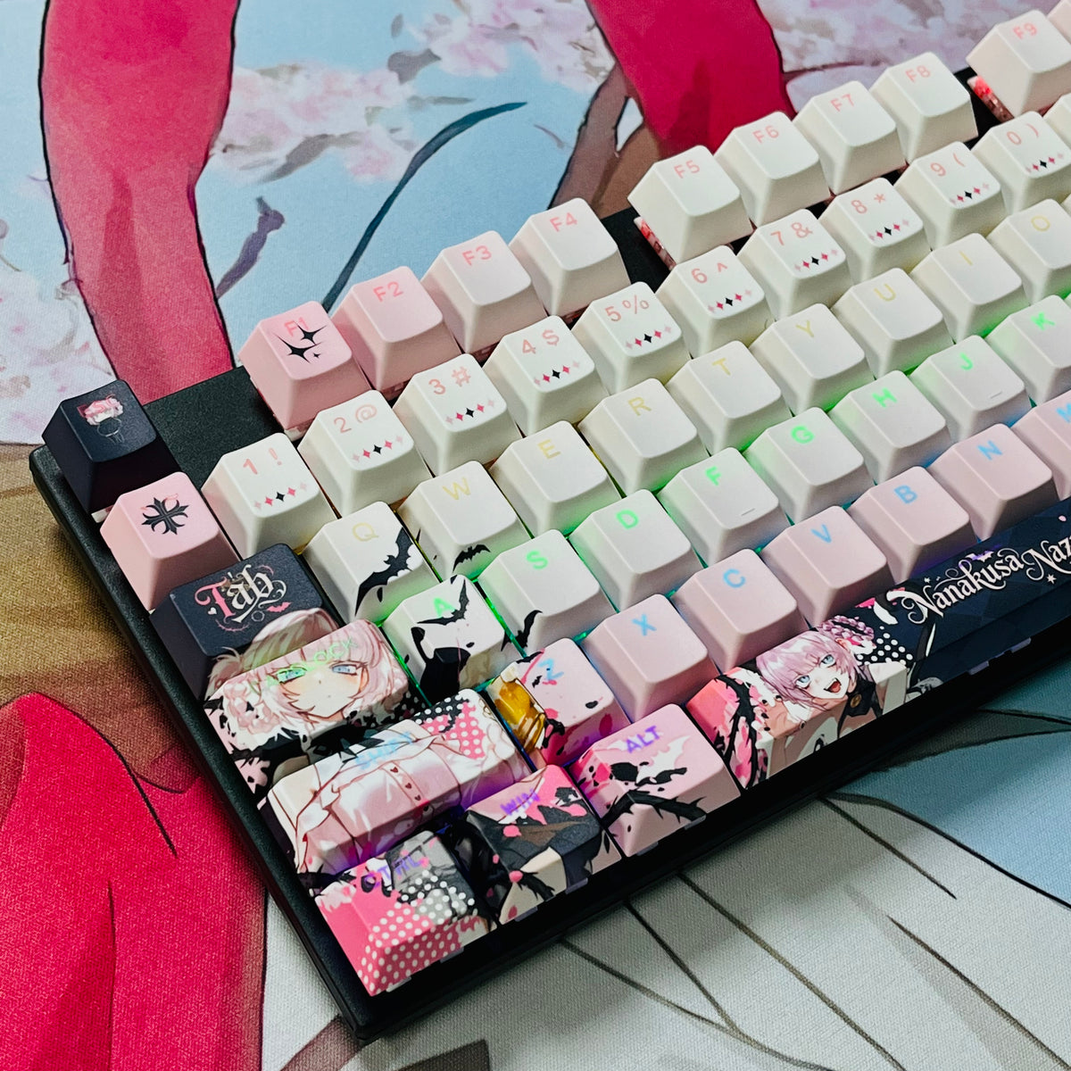 Call of the Night Nazuna anime PBT keycap set with top backlit for ANSI layout