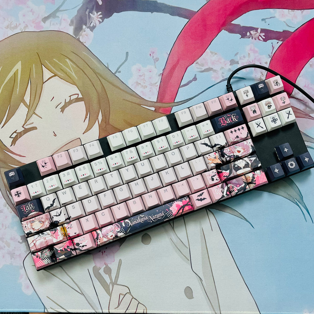 Call of the Night Nazuna anime PBT keycap set with top backlit for ANSI layout