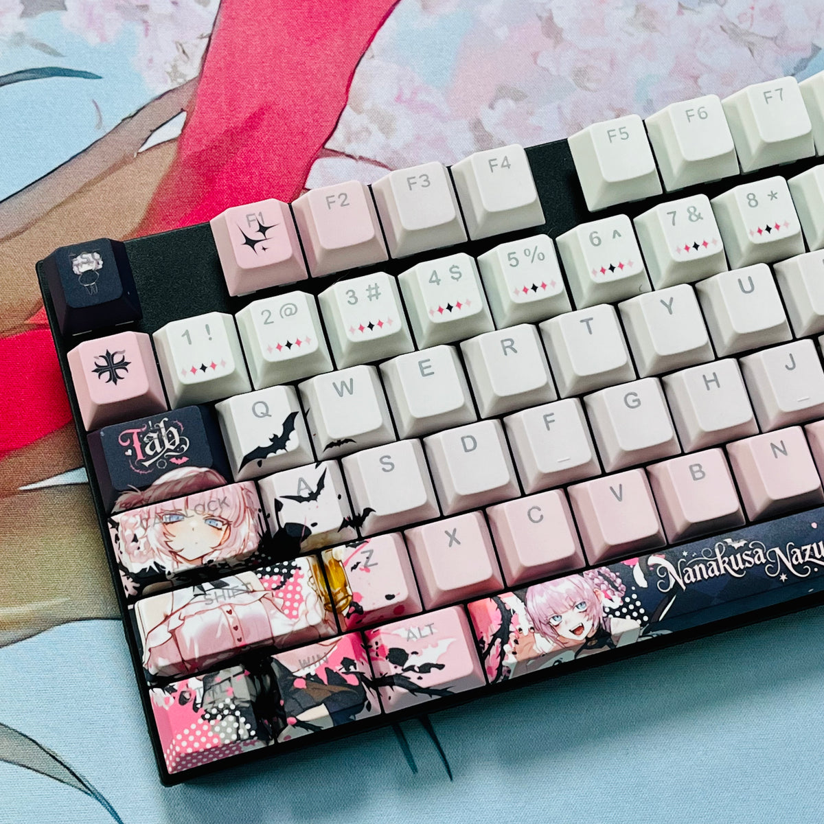 Call of the Night Nazuna anime PBT keycap set with top backlit for ANSI layout
