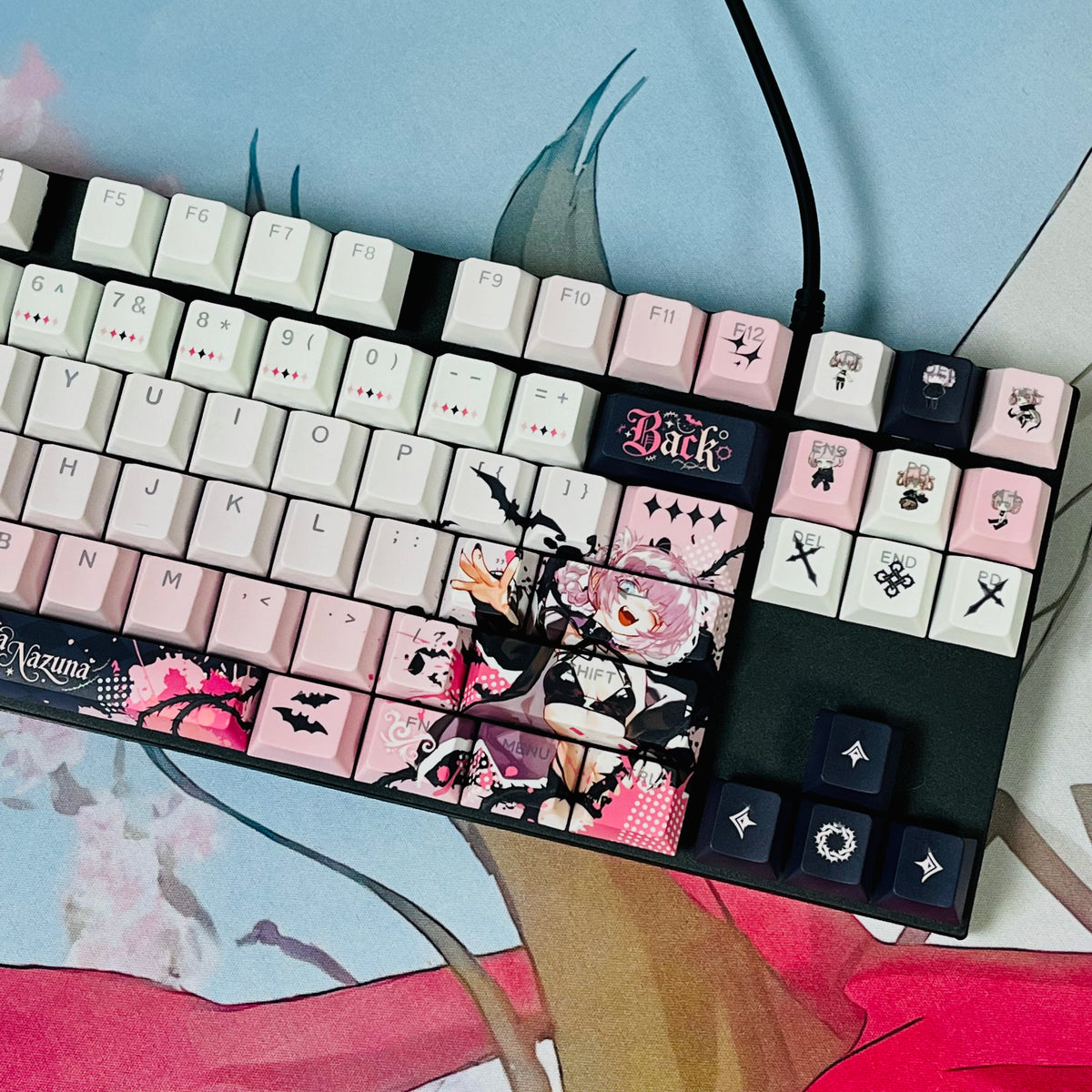 Call of the Night Nazuna anime PBT keycap set with top backlit for ANSI layout