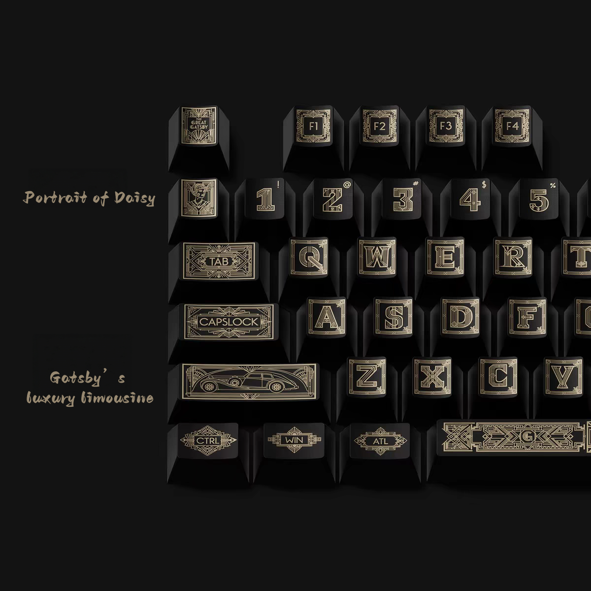 [Original]The Great Gatsby Themed metallic paint Collector-grade keycaps, perfect gift for literature lovers