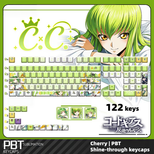 C.C Code Geass: Lelouch of the Rebellion keycaps set PBT Cherry with shine-through legends