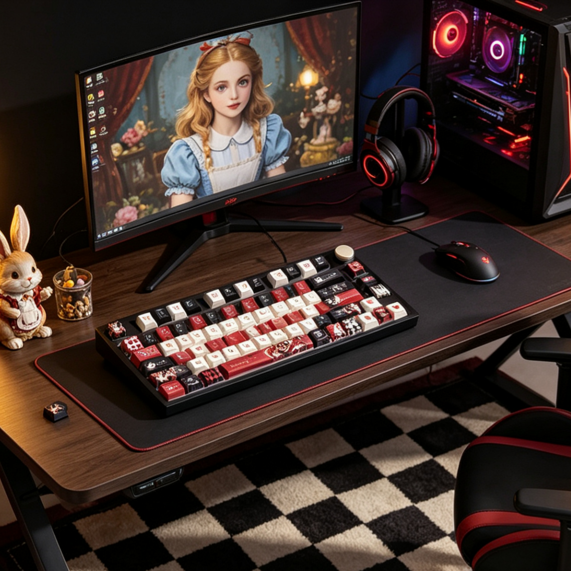 Alice Wonderland Poker Keycaps PBT Cherry MX Mechanical Keyboard Key Cap Set 138 keys