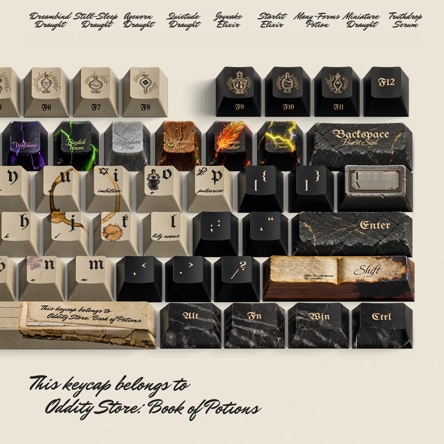 [Original] Book of Potions Themed Collector-grade keycaps,  Ideal Gift for Literary Enthusiasts