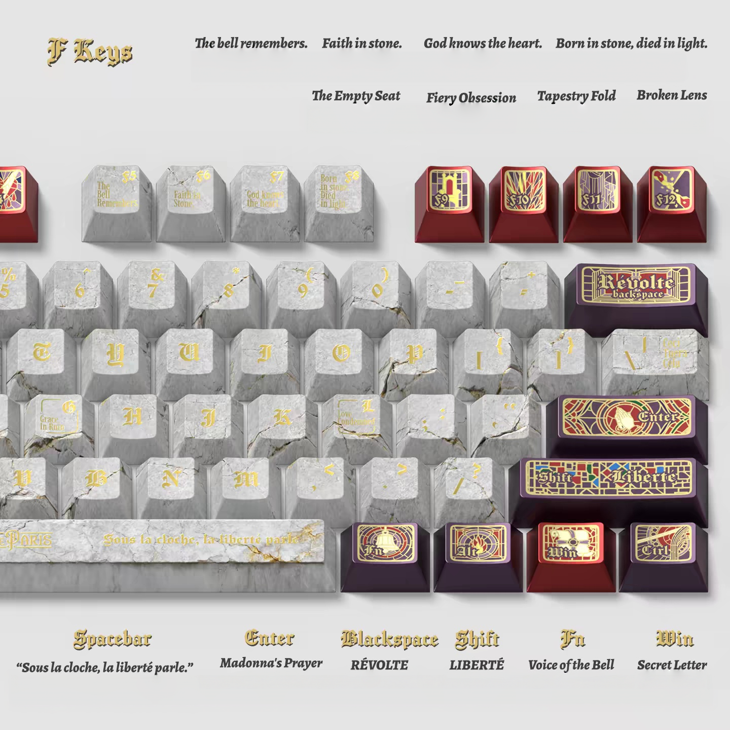 [original] Notre-Dame de Paris keycaps set, a Treasured Magic Collection Gift Devoted to Literature Enthusiasts