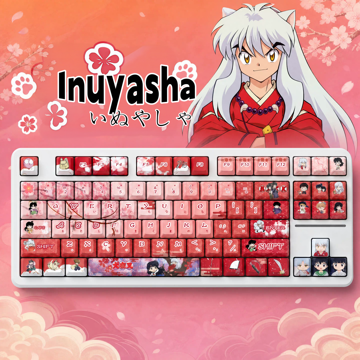 Inuyashaいぬやしゃcartoon version PBT 122keys keycaps with double printed -side backlit