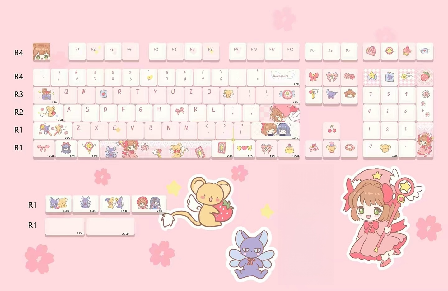 Cardcaptor Sakura Cute Pink MOA Keycaps Set 114pcs