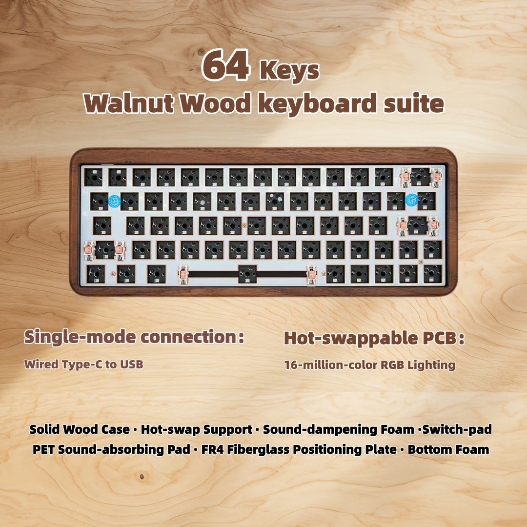 Solid Walnut Wood Keyboard Case