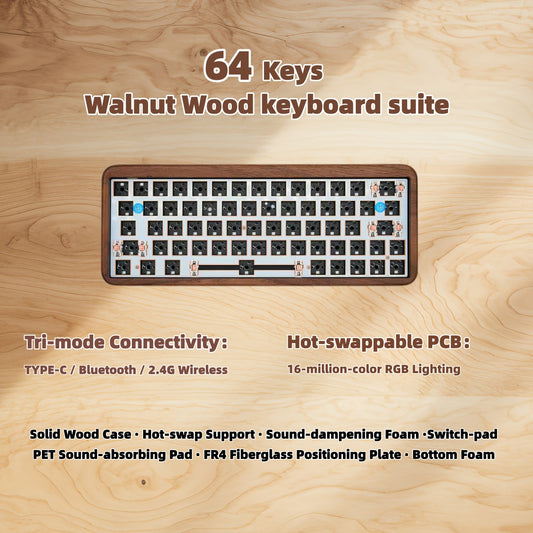 Solid Walnut Wood Keyboard Case