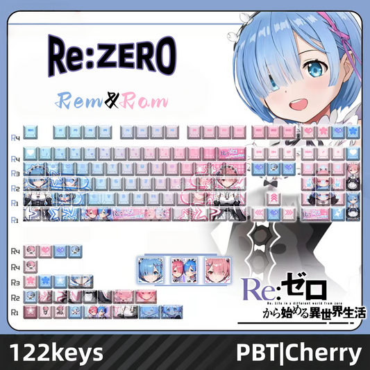 Re:ZERO Rem&Ram anime PBT keycap set with top backlit