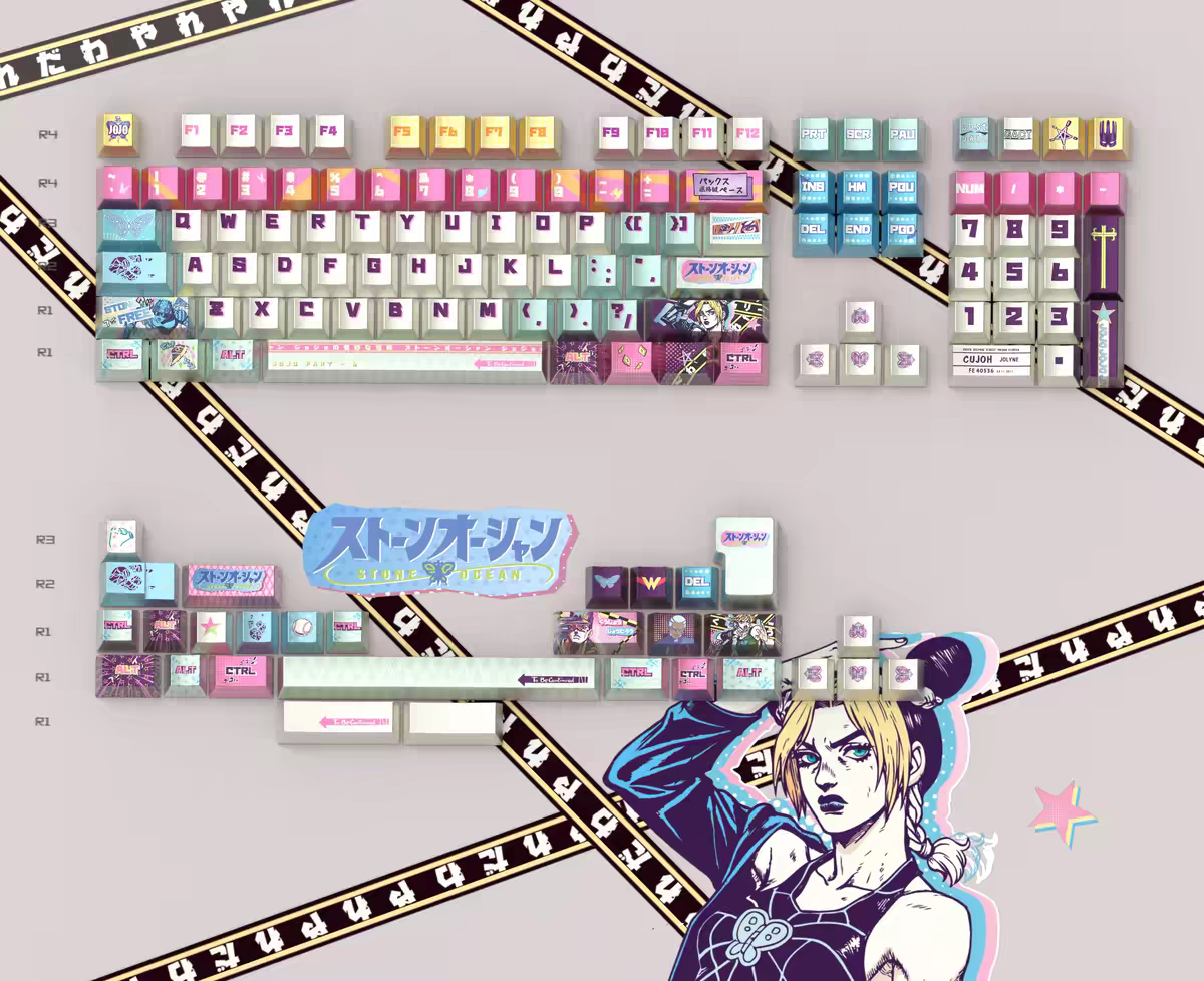 JoJo's Bizarre Adventure: Stone Ocean 143-key Cherry Profile PBT Keycaps