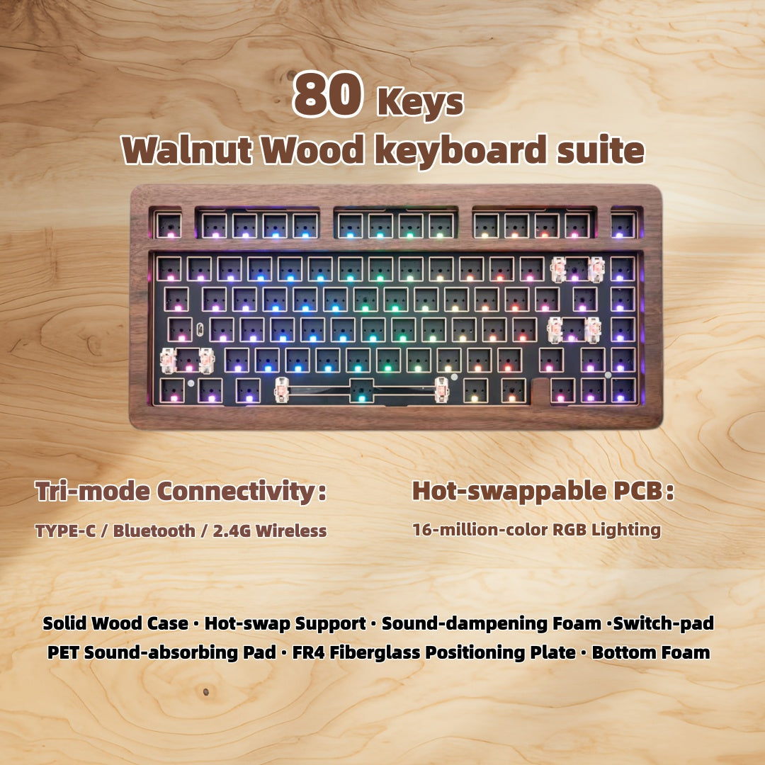 Solid Walnut Wood Keyboard Case