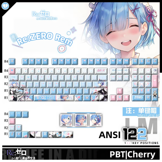 Re:ZERO Rem anime PBT keycap set with top backlit