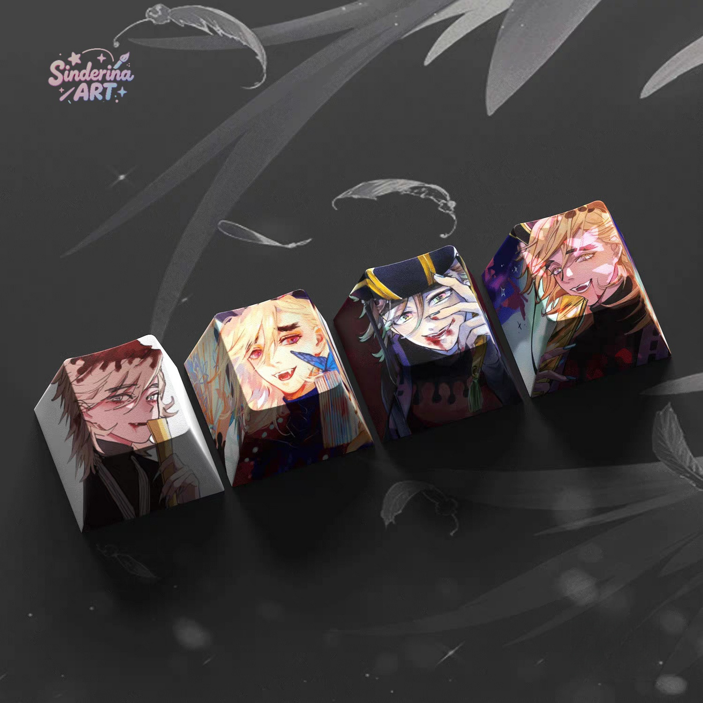 Demon slayer 4 pcs cherry keycaps